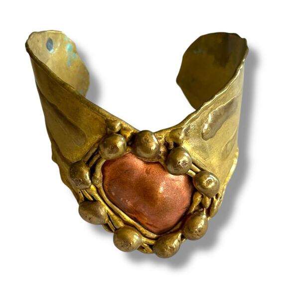 Artisan Jewelry - Vintage brass and copper cuff handmade artisan bracelet